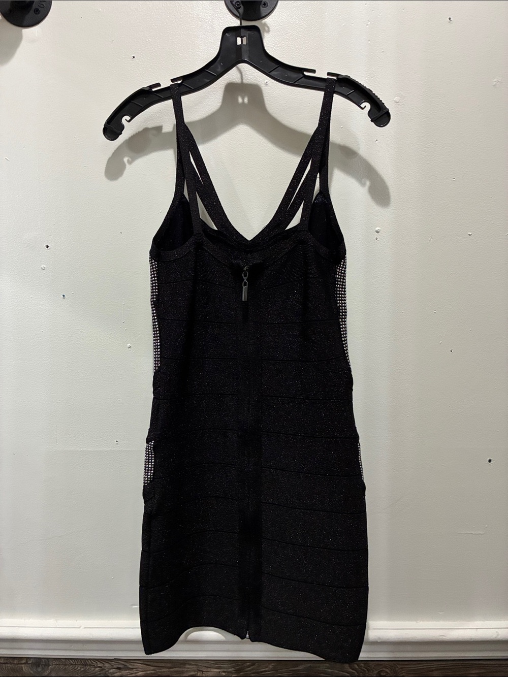 bebe Black Sparkle Mini Dress with Rhinestone Panels - Picture 3 of 3